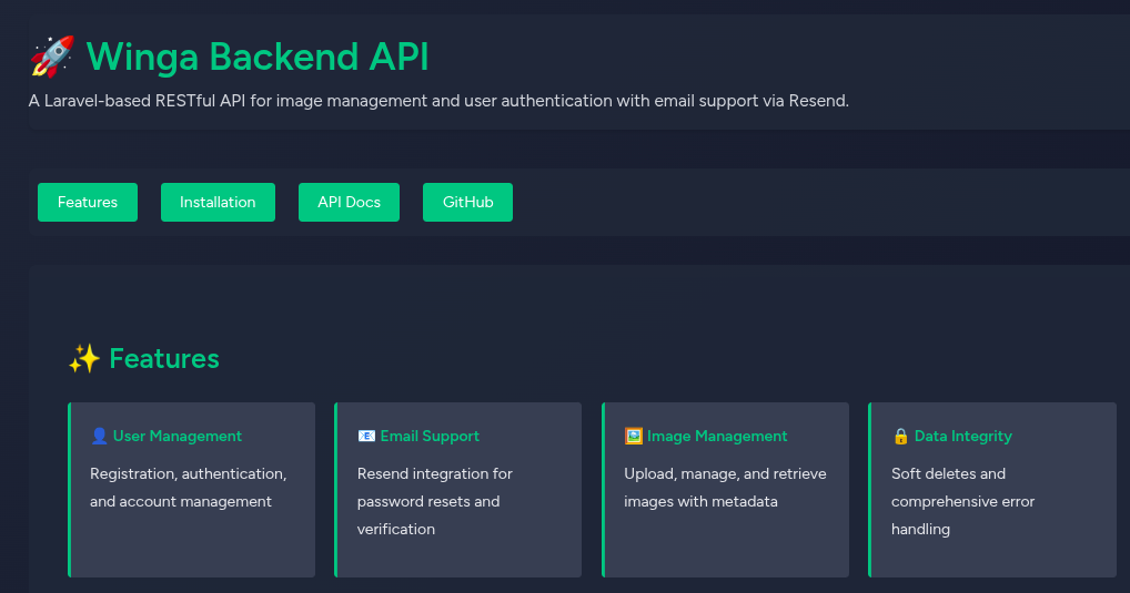 Winga — Image Management API